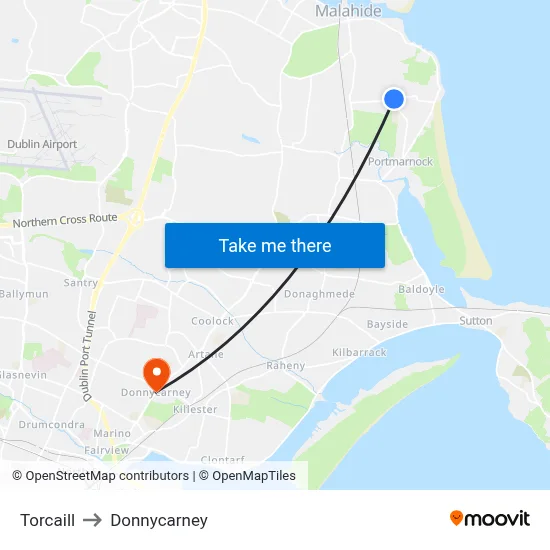Torcaill to Donnycarney map