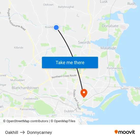 Oakhill to Donnycarney map