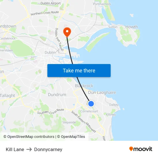 Kill Lane to Donnycarney map