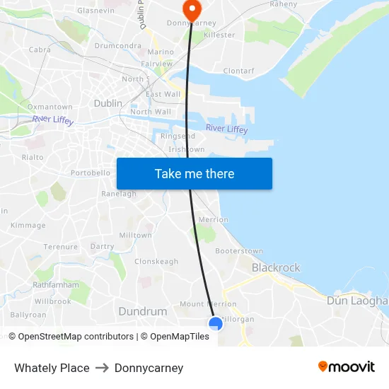 Whately Place to Donnycarney map