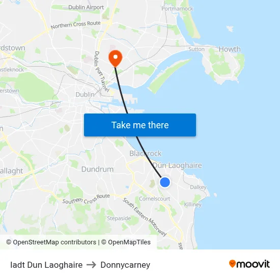 Iadt Dun Laoghaire to Donnycarney map