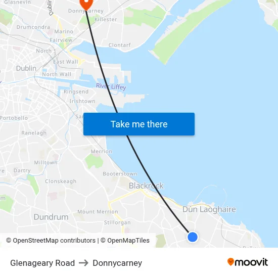 Glenageary Road to Donnycarney map