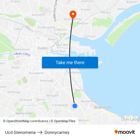 Ucd Glenomena to Donnycarney map
