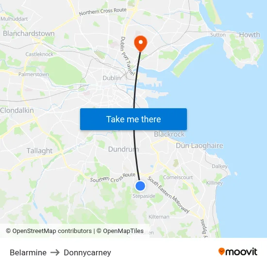 Belarmine to Donnycarney map