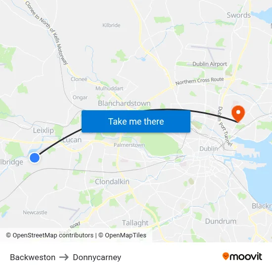 Backweston to Donnycarney map