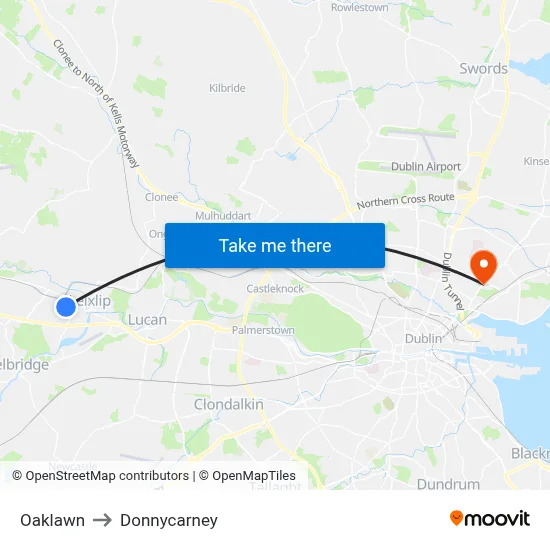Oaklawn to Donnycarney map