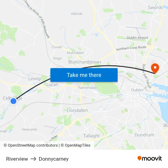 Riverview to Donnycarney map