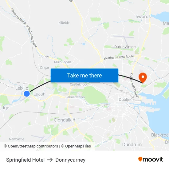 Springfield Hotel to Donnycarney map