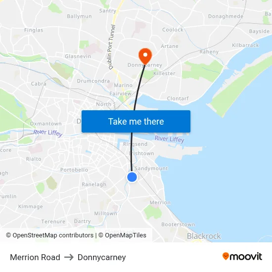 Merrion Road to Donnycarney map