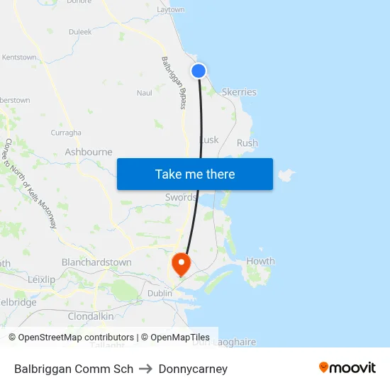 Balbriggan Comm Sch to Donnycarney map