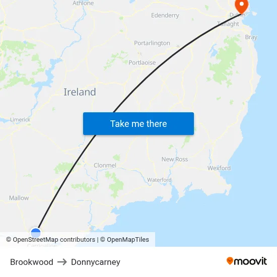Brookwood to Donnycarney map