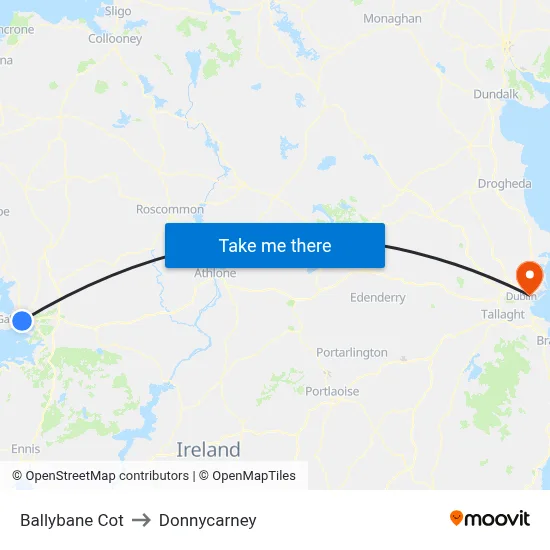 Ballybane Cot to Donnycarney map