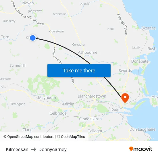 Kilmessan to Donnycarney map