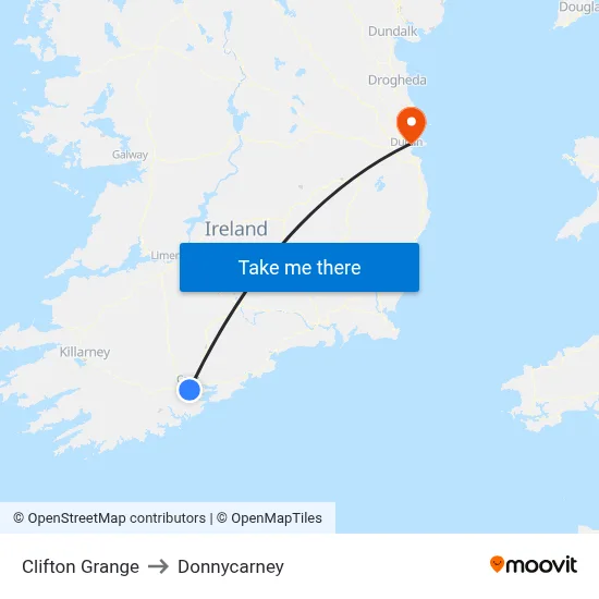 Clifton Grange to Donnycarney map