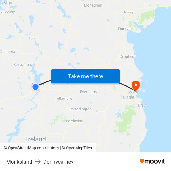 Monksland to Donnycarney map