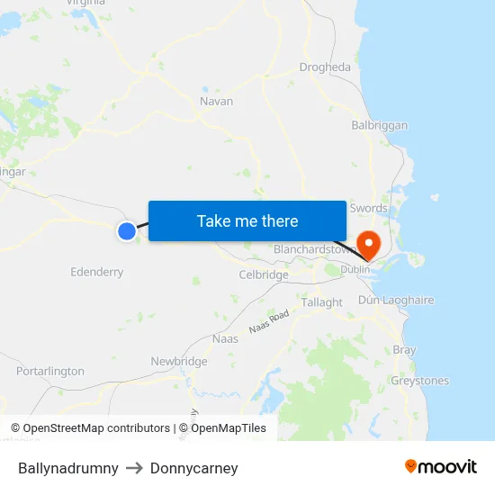 Ballynadrumny to Donnycarney map