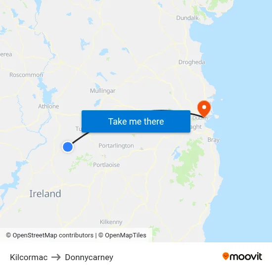 Kilcormac to Donnycarney map
