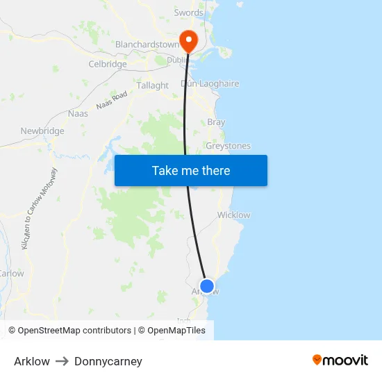 Arklow to Donnycarney map
