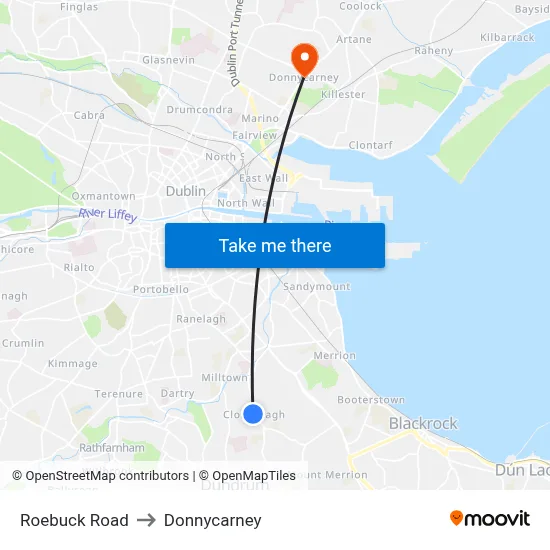 Roebuck Road to Donnycarney map