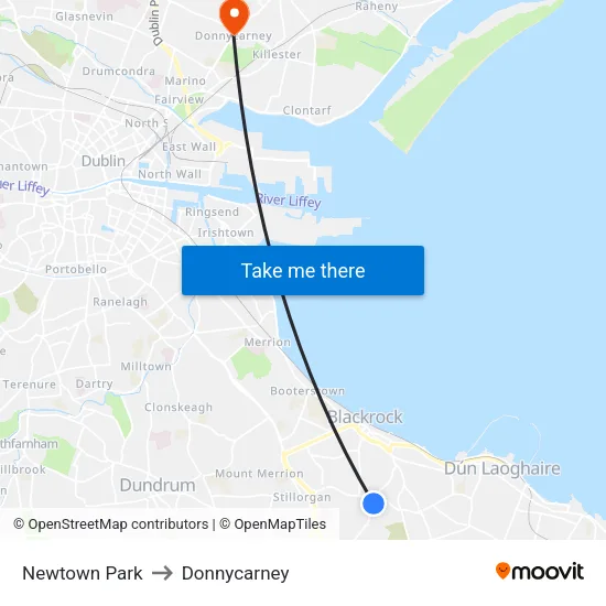 Newtown Park to Donnycarney map