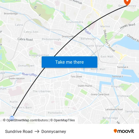 Sundrive Road to Donnycarney map