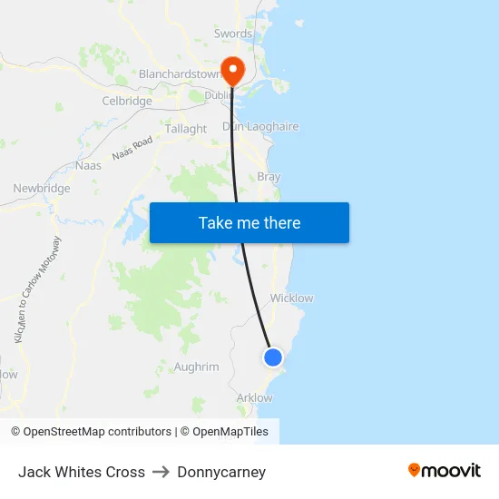 Jack Whites Cross to Donnycarney map