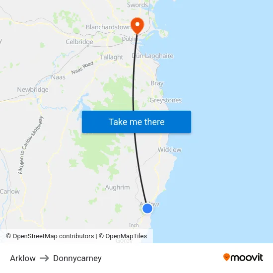 Arklow to Donnycarney map