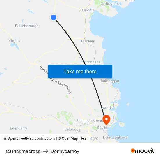 Carrickmacross to Donnycarney map