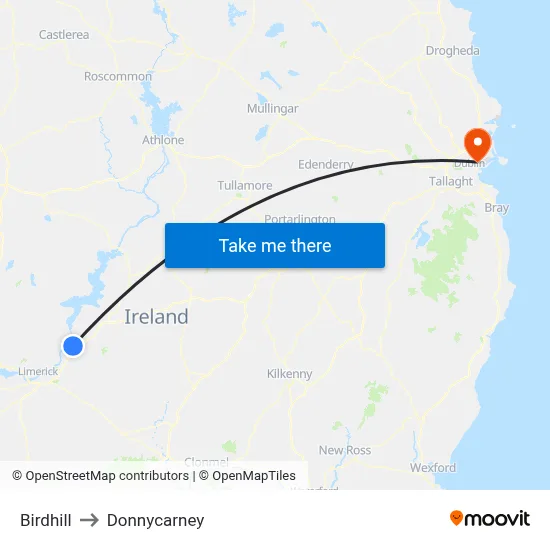 Birdhill to Donnycarney map