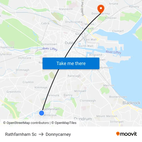 Rathfarnham Sc to Donnycarney map