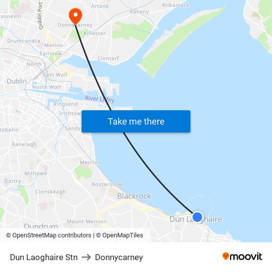 Dun Laoghaire Stn to Donnycarney map