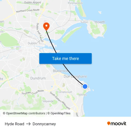 Hyde Road to Donnycarney map