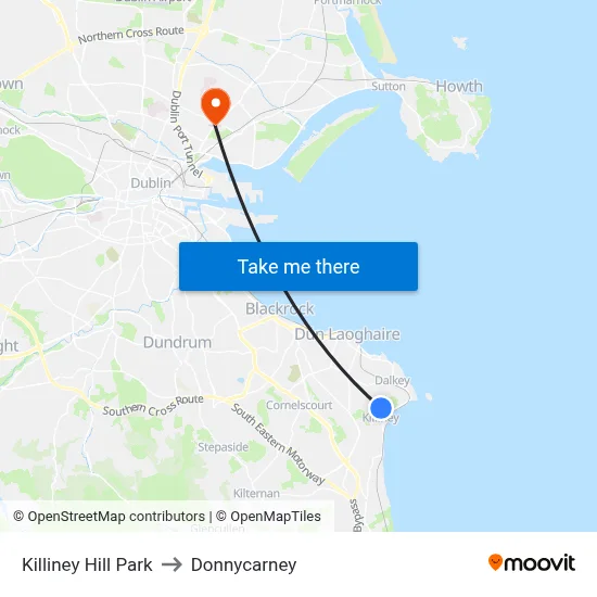 Killiney Hill Park to Donnycarney map