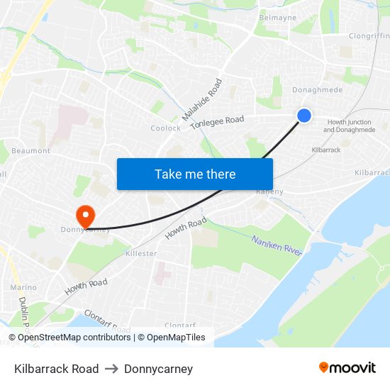 Kilbarrack Road to Donnycarney map