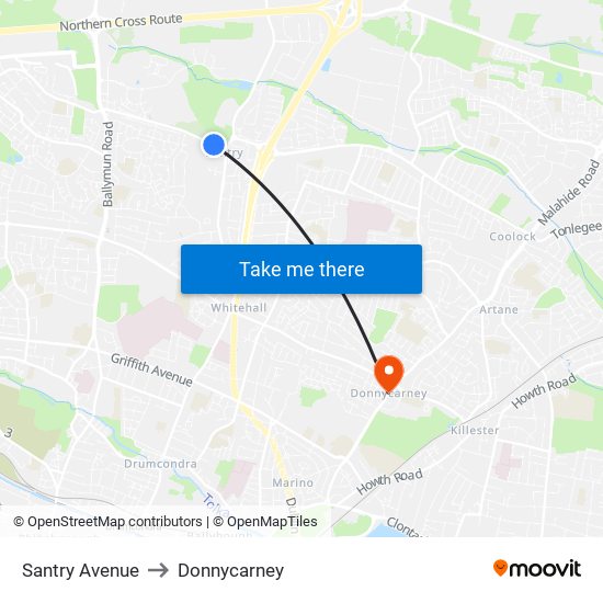 Santry Avenue to Donnycarney map