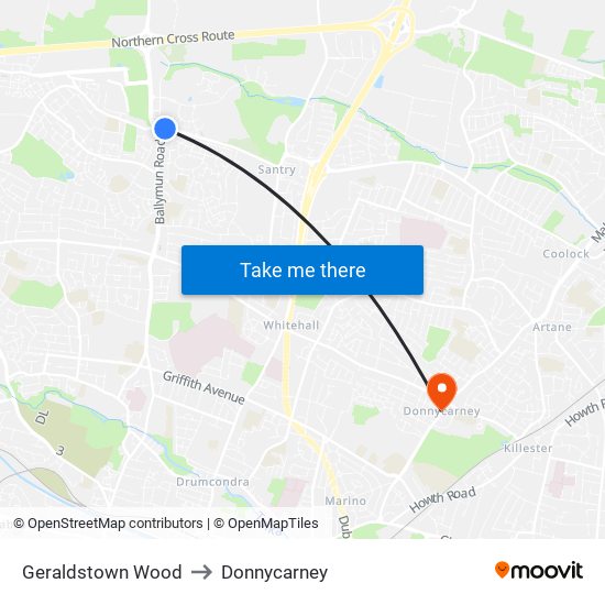 Geraldstown Wood to Donnycarney map