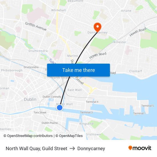 North Wall Quay, Guild Street to Donnycarney map