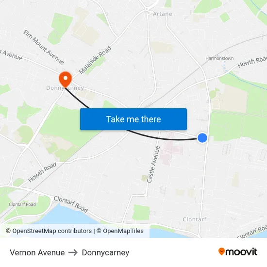 Vernon Avenue to Donnycarney map