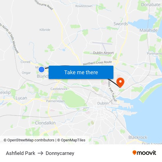 Ashfield Park to Donnycarney map