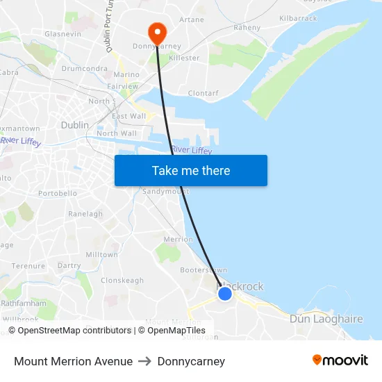 Mount Merrion Avenue to Donnycarney map