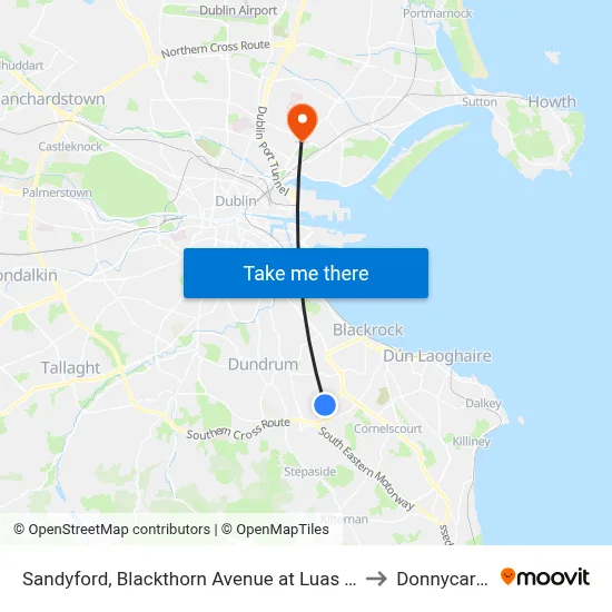 Sandyford, Blackthorn Avenue at Luas Station to Donnycarney map