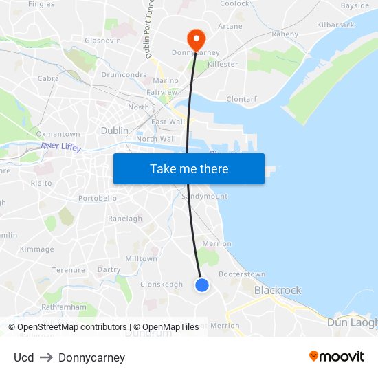 Ucd to Donnycarney map