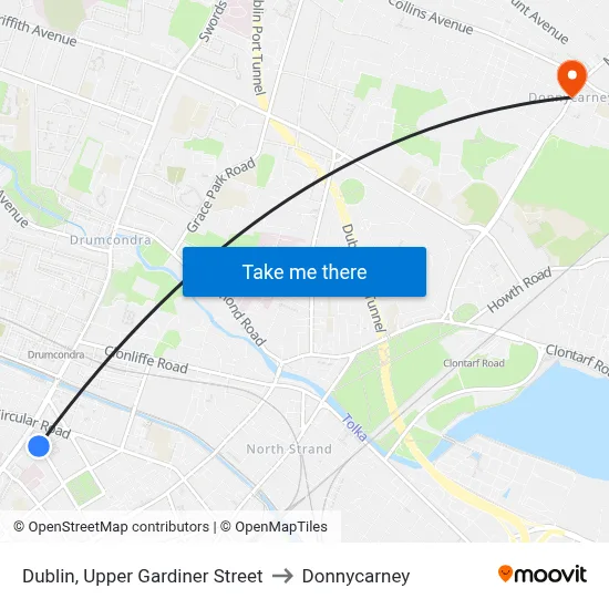 Dublin, Upper Gardiner Street to Donnycarney map