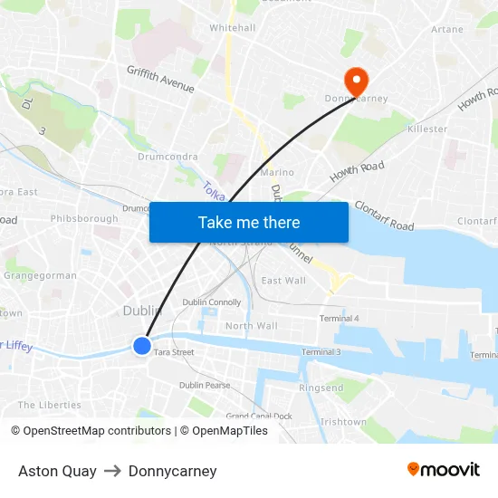 Aston Quay to Donnycarney map