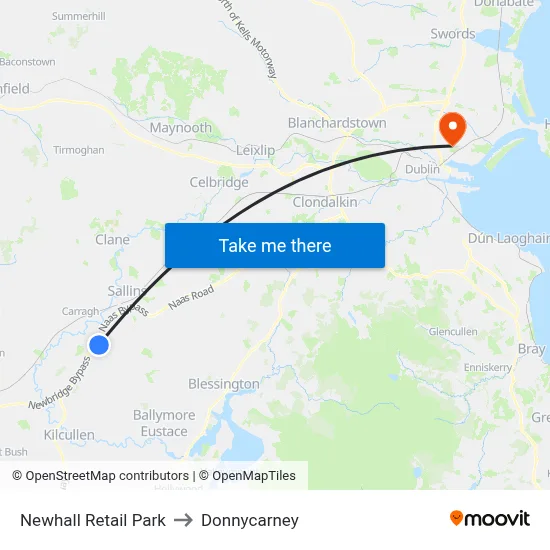 Newhall Retail Park to Donnycarney map