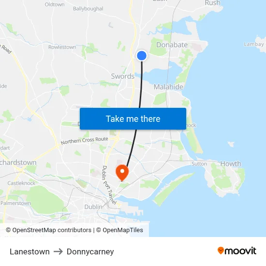 Lanestown to Donnycarney map