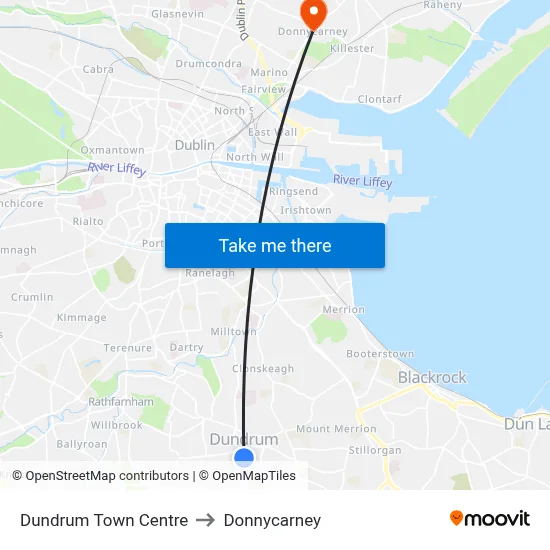 Dundrum Town Centre to Donnycarney map