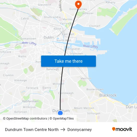 Dundrum Town Centre North to Donnycarney map