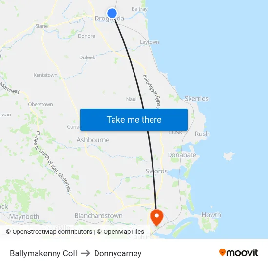 Ballymakenny Coll to Donnycarney map