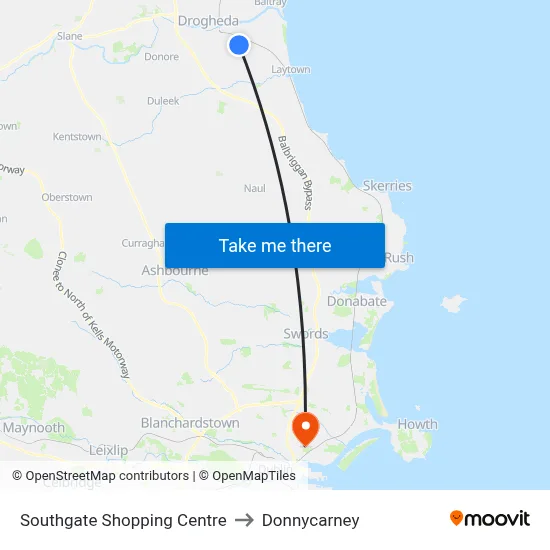 Southgate Shopping Centre to Donnycarney map